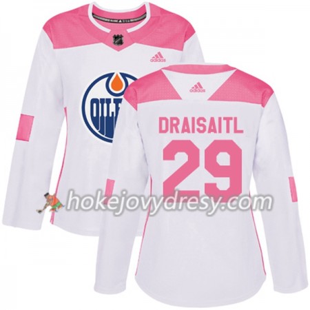 Dámské Hokejový Dres Edmonton Oilers Leon Draisaitl 29 Bílá 2017-2018 Adidas Růžová Fashion Authentic